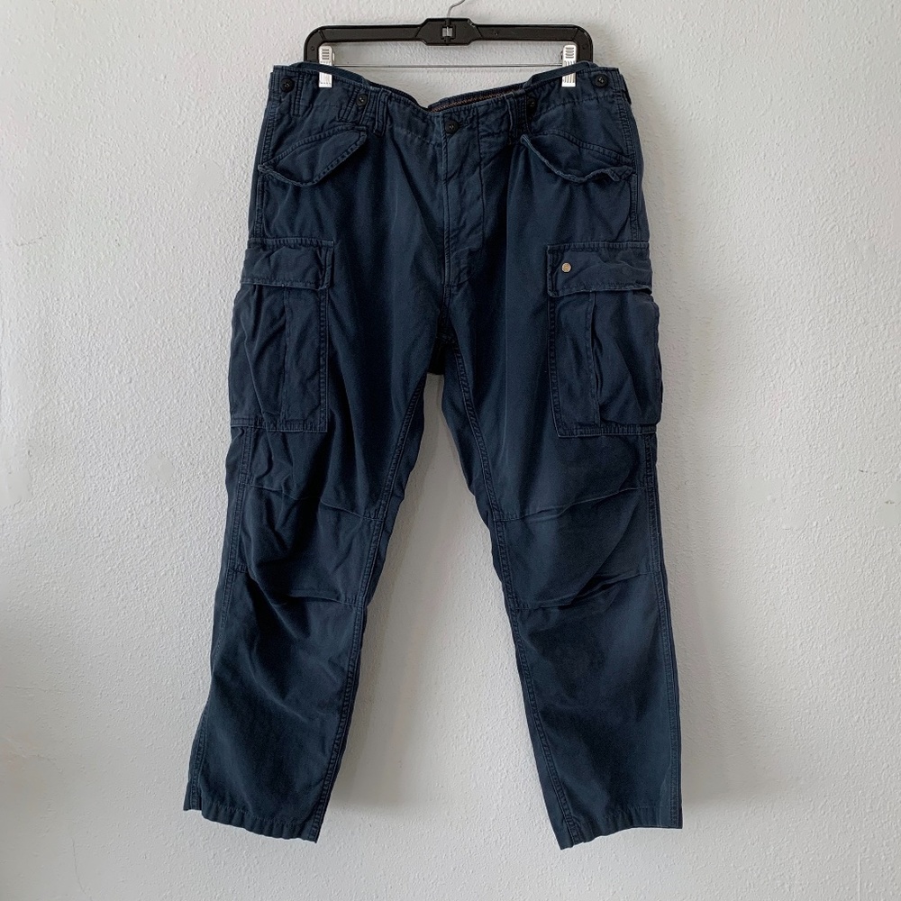 Mason's navy blue multi pocket cargo pants